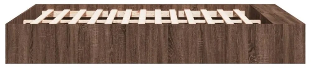 barna tölgyszínű szerelt fa ágykeret 150 x 200 cm