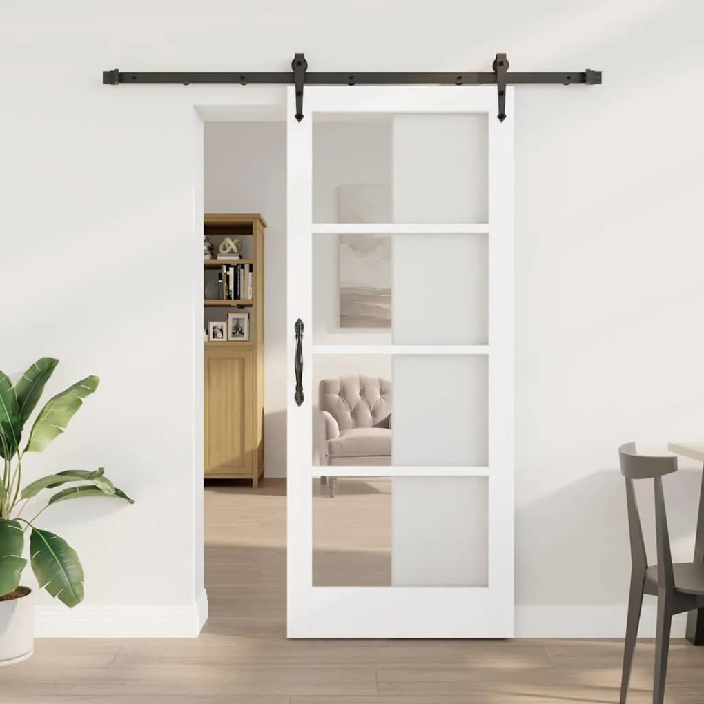Egyszerű Csúszó Ajtó Fehér 83 x 202 cm Fa és fém
