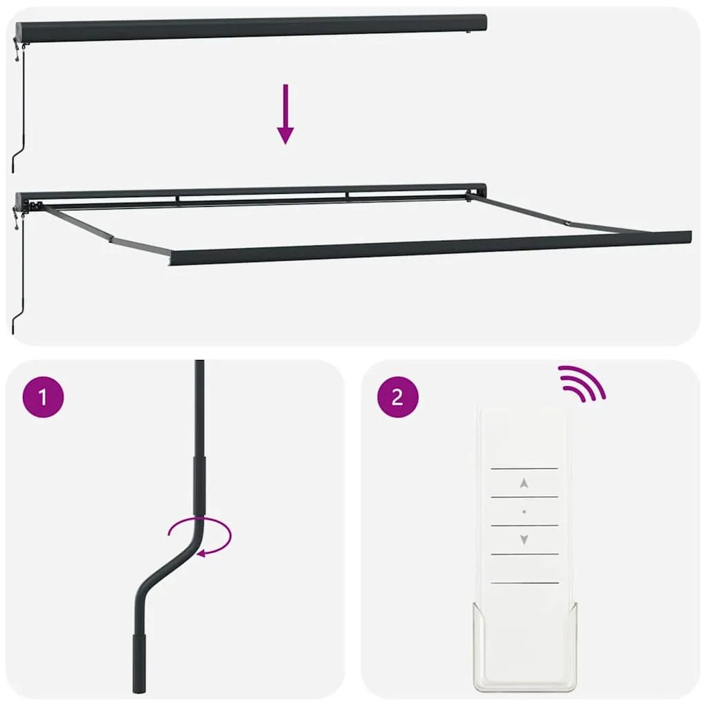 Behúzható napellenző Fekete 400 × 300 cm Szövet, Fém