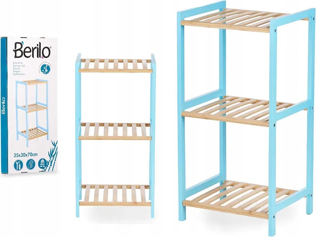 Fürdőszobai polc 3 szintes Kék 35×30×70 cm Szekrény Konyhai Polc