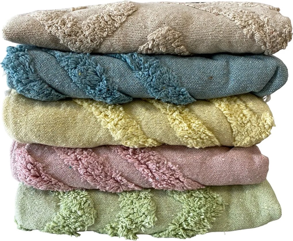 Újrahasznosított pamut pléd MYCHA IBIZA 130x170 cm, bézs