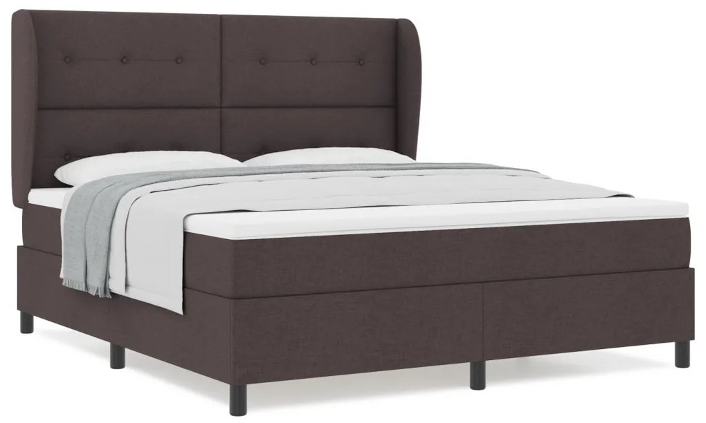 Boxspring Ágy Matrac nélkül Sötétbarna, 180x200 cm, Szövet