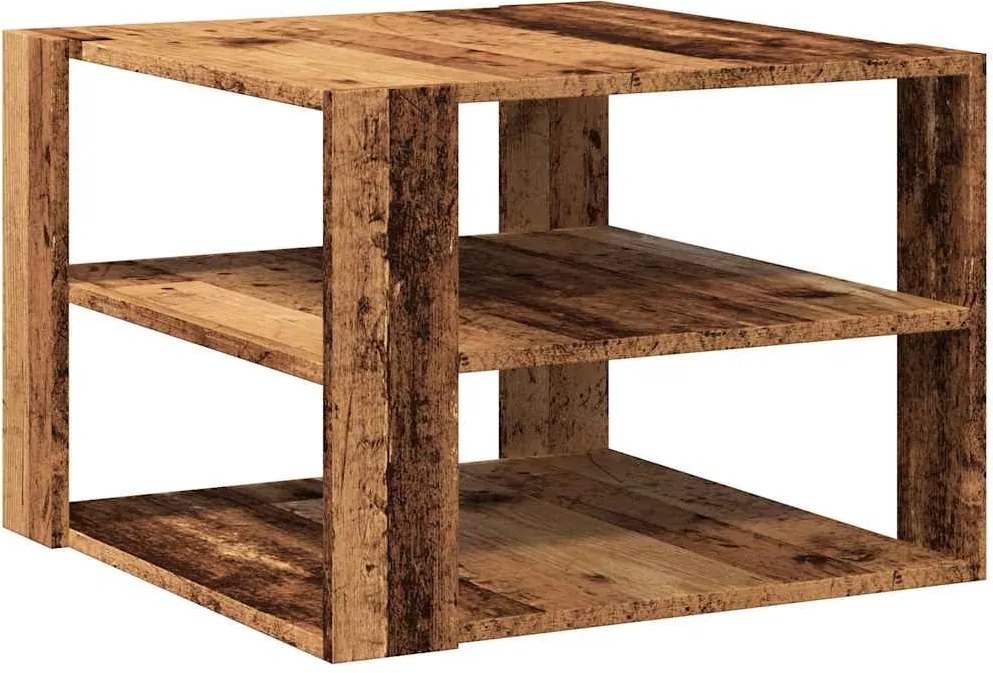 vidaXL dohányzóasztal Régi fa 58x58x40 cm Műfa 58x58x40 cm Műanyag fa