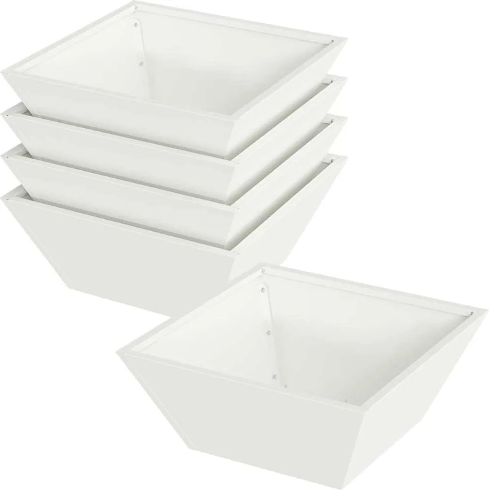 vidaXL Kerti cserép 5 pcs Fehér 40 x 40 x 15 cm Hidegen hengerelt acél