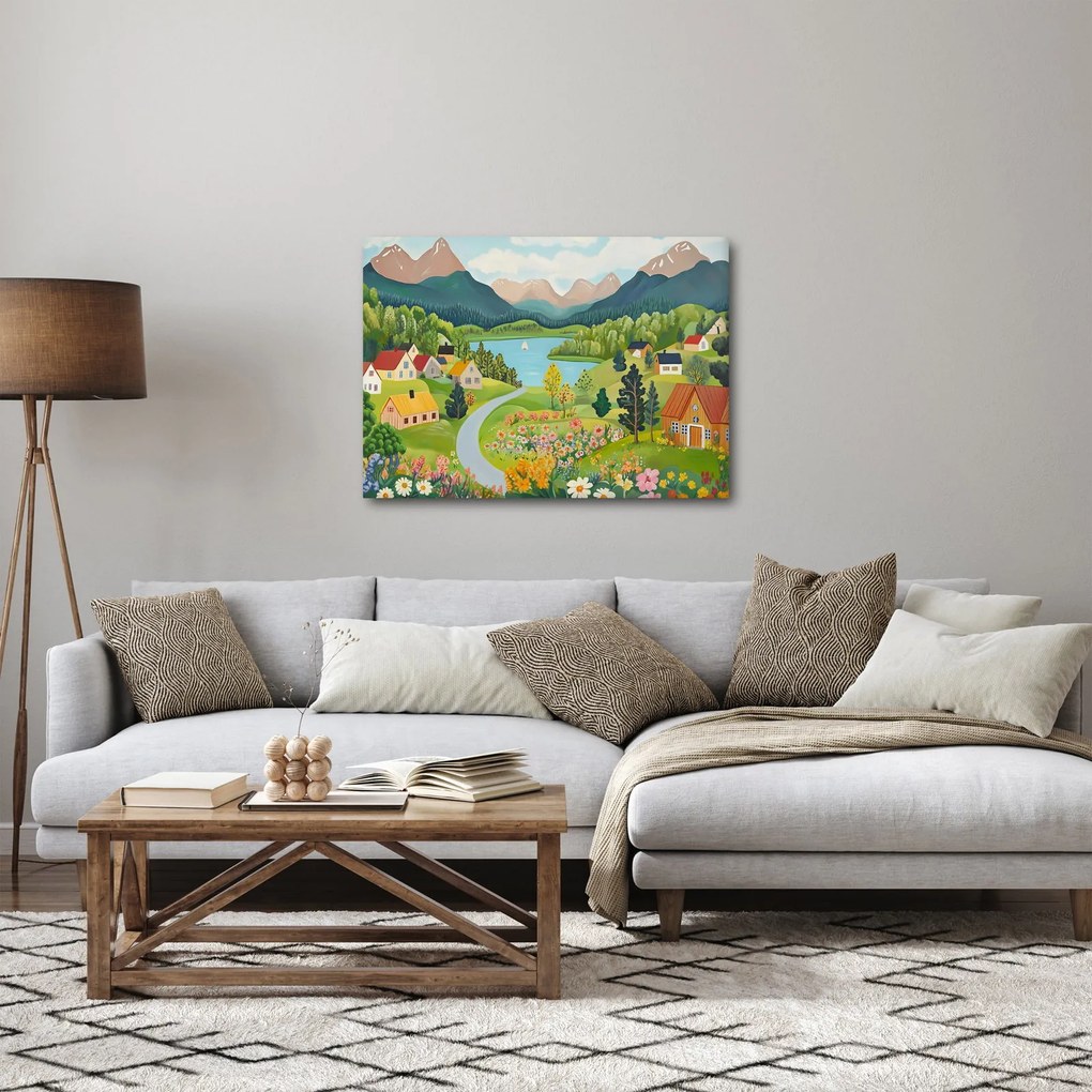 Kép - Falu a hegyekben (70x50 cm)