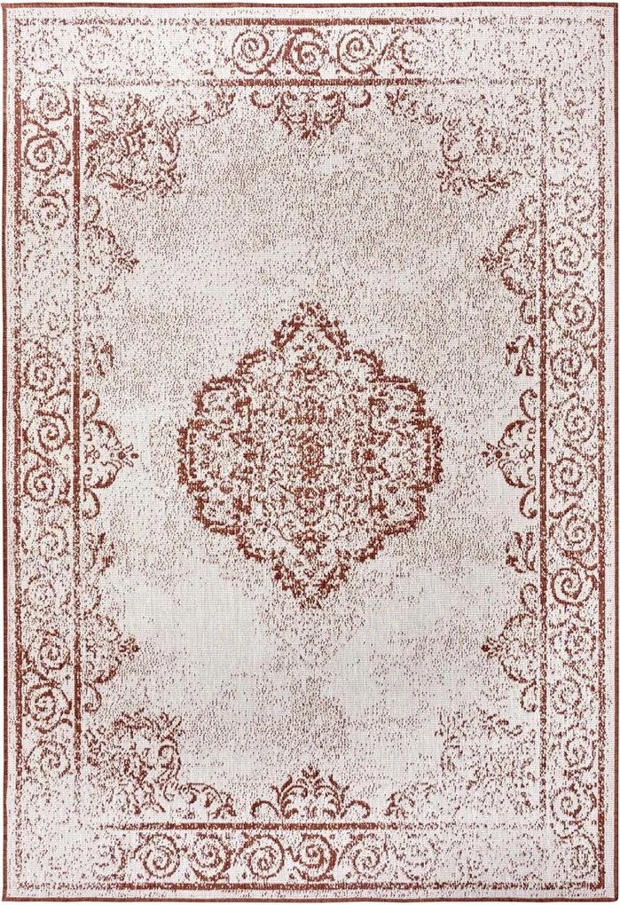 Terasz szőnyeg 200x290cm kétoldalas zsinóros, zöld-krémszínű lapos szövésű