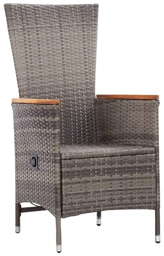 2 db szürke polyrattan kültéri szék párnával
