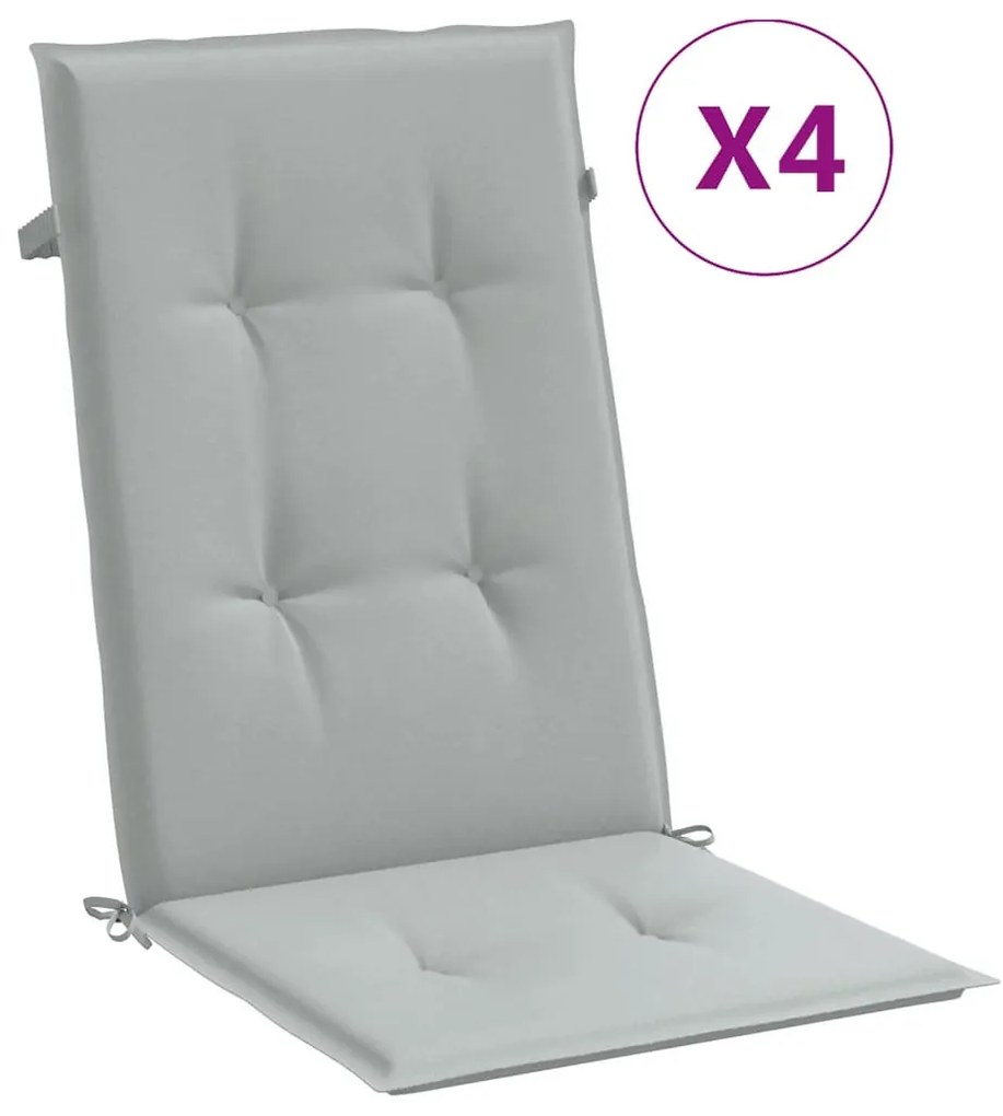 4 db világosszürke szövet magas háttámlájú székpárna 120x50x4cm