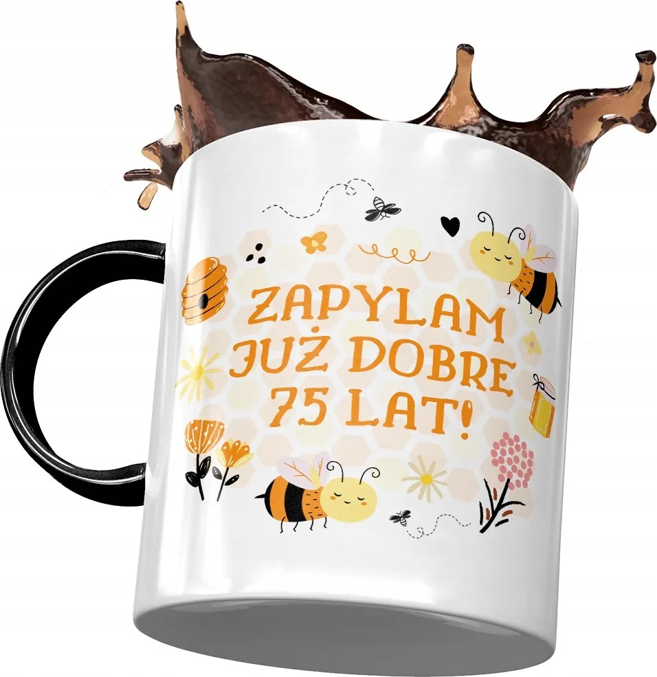 Fekete Bögre Születésnapra 75 75-es 75-ös Ajándék Nyomtatott Fotóval