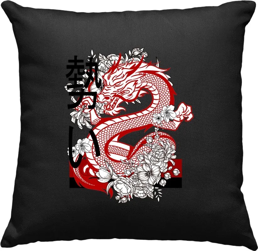 Sárkány párna Argesszív művészet 4 fekete