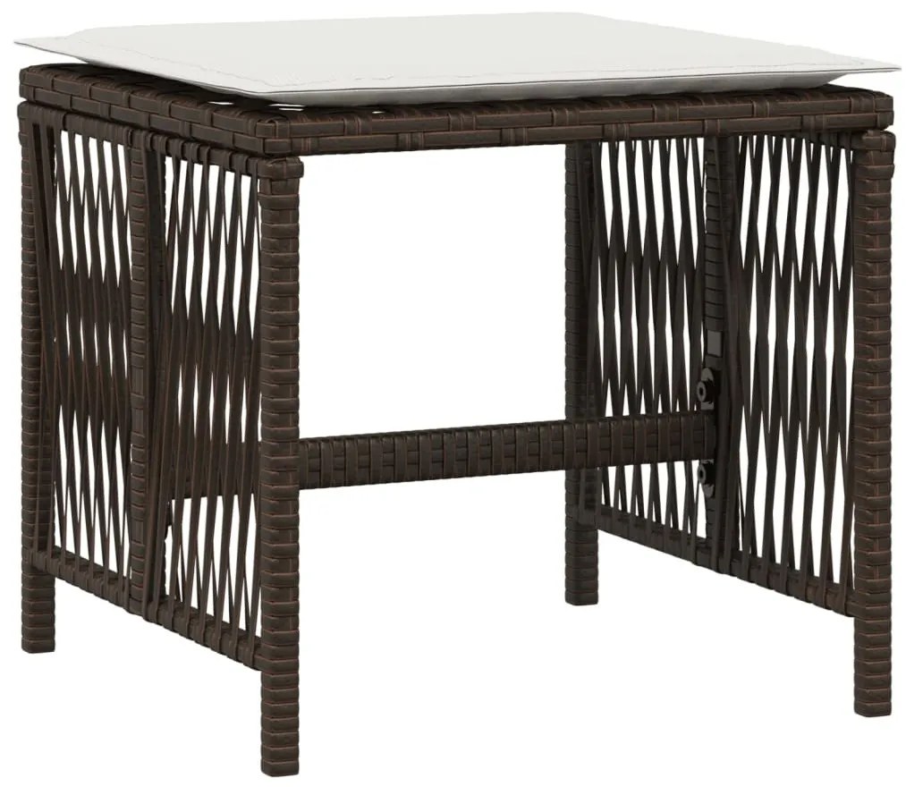 4 db barna polyrattan kerti szék párnával 41 x 41 x 36 cm