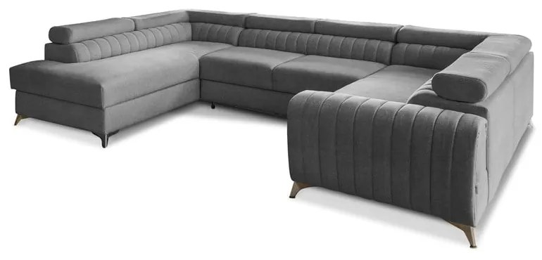 Sötétszürke kinyitható-tárolóhelyes sarokkanapé (bal oldali-U alakú) Louis – ELTAP