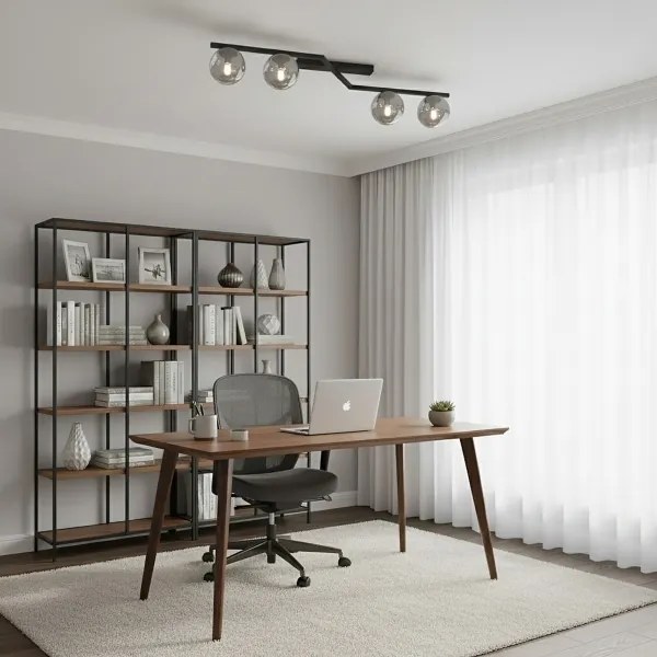 Mennyezeti lámpatest NATON 4xE14/10W/230V fekete/füstszínű