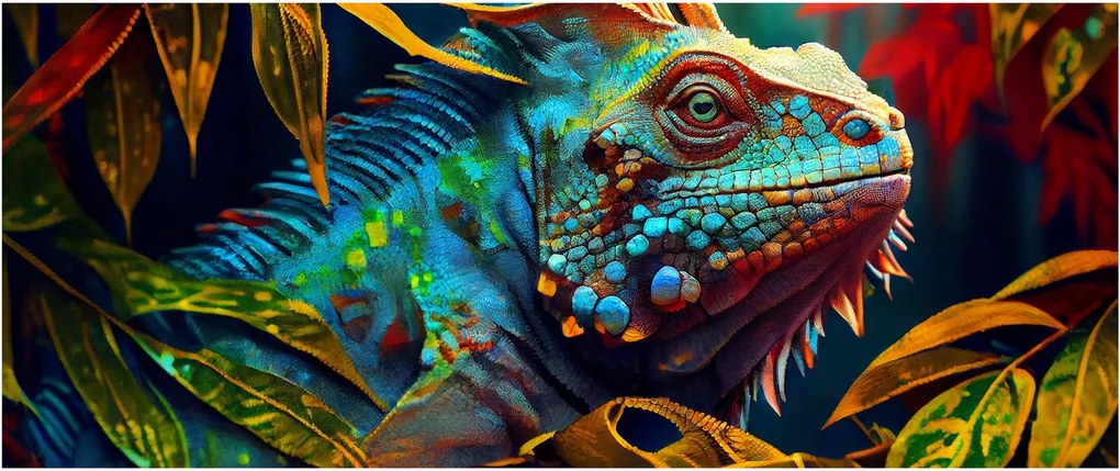 Kép - Színes leguán (120x50 cm)