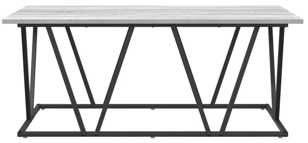Szürke Sonoma Dohányzóasztal 100x50x40 cm Szerelt Fából és Fém Kerettel