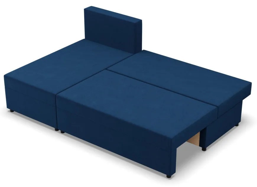 Nobu sarokkanapé, bársony, univerzális oldal, kék