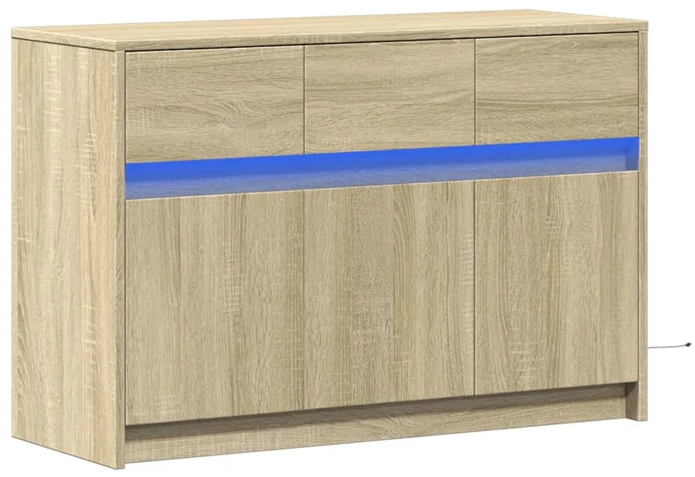 sonoma tölgy színű szerelt fa LED-es TV-szekrény 91x34x61 cm