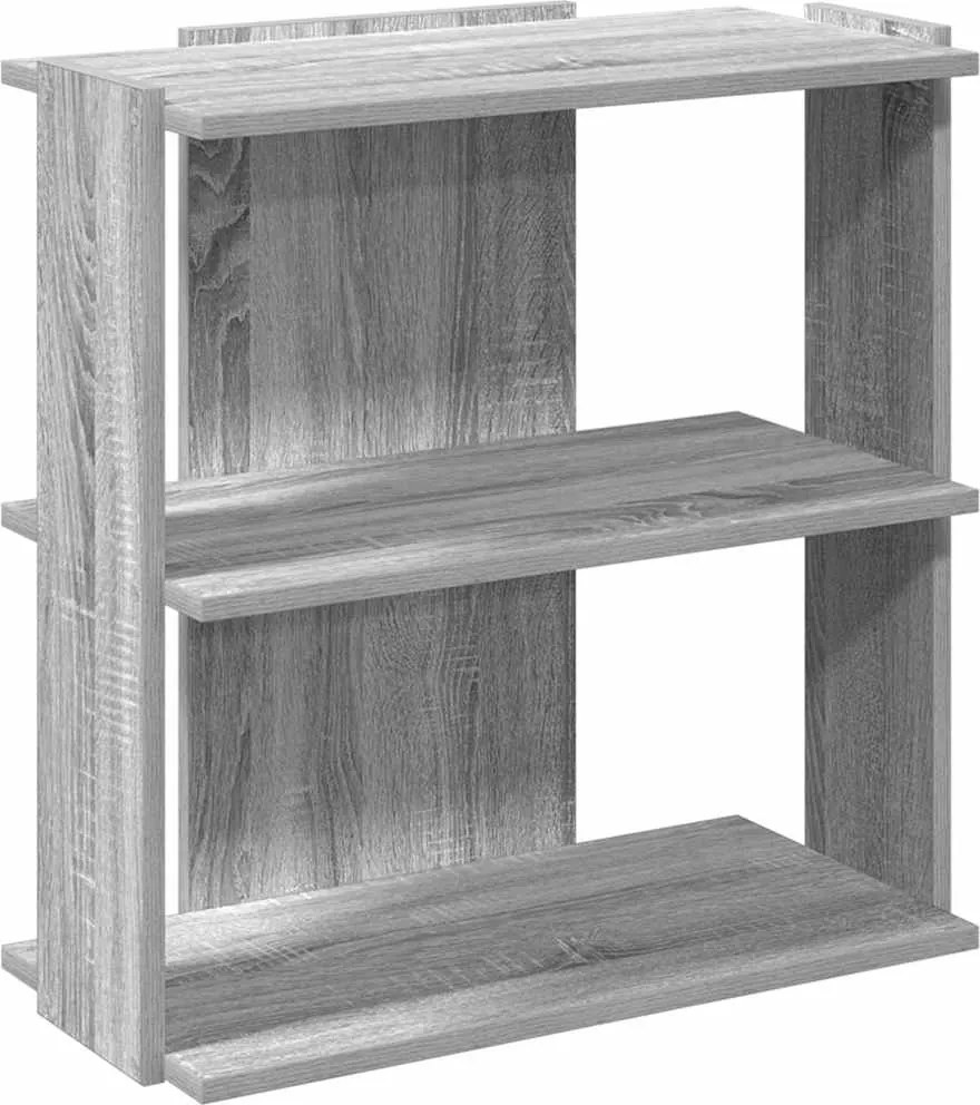 vidaXL 3 szintes szürke sonoma színű szerelt fa könyvespolc 60x30x60cm