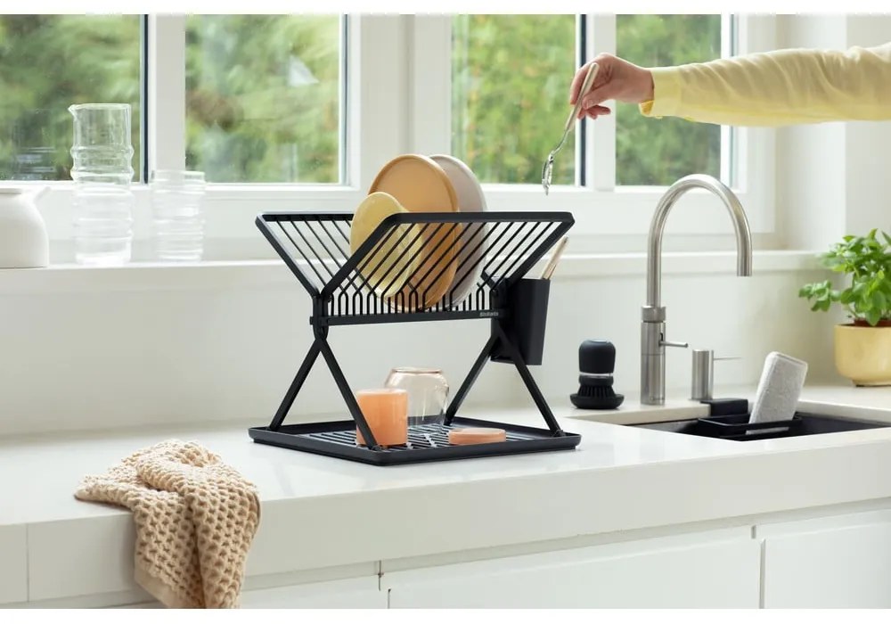 Sötétszürke fém kétszintes edényszárító 37x33 cm – Brabantia