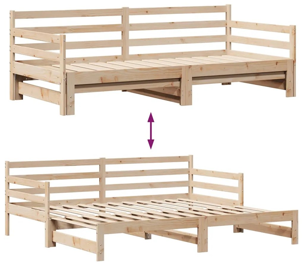 kihúzható heverő fiókokkal matrac nélkül 90 x 200 cm