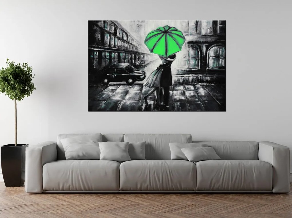 Gario Kézzel festett kép Zöld csók az esoben Méret: 120 x 80 cm