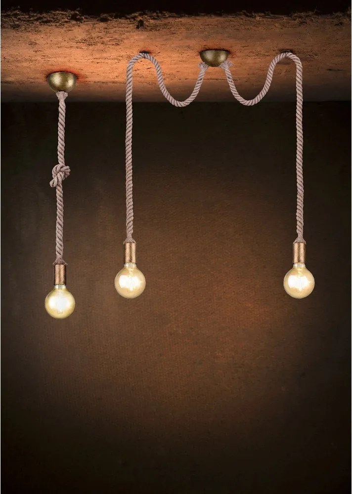 Sárgaréz színű függőlámpa ø 12 cm Rope – Trio