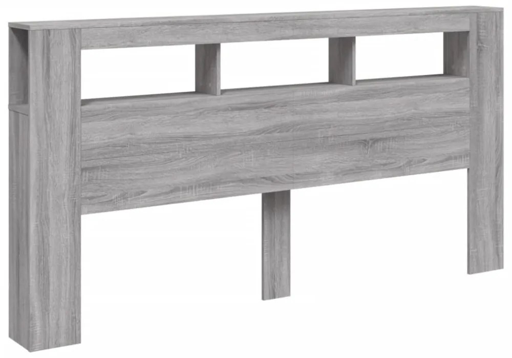 szürke sonoma szerelt fa LED-es fejtámla 200 x 18,5 x 103,5 cm