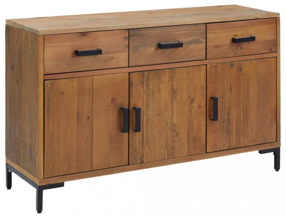 barna tömör újrahasznosított fenyőfa tálalószekrény 110x35x70cm