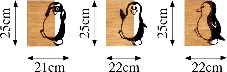 Penguins fém fali dekoráció, 21×3 cm