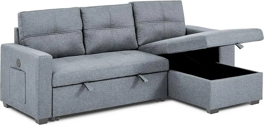 Catini PORTIVA univerzális sarokkanapé tárolóval és USB-csatlakozóval, szürke