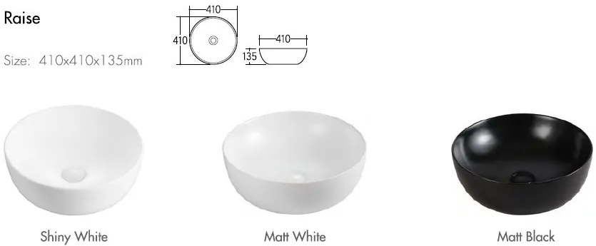 Eros RAISE - PULTRA ültethető - Top Counter - porcelán mosdó - O - Ø 41 cm