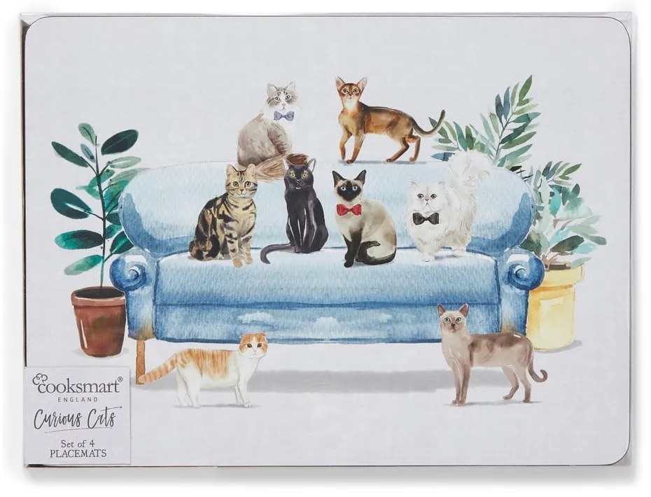 Curious Cats 4 db-os parafa tányéralátét szett, 21,5x29 cm - Cooksmart ®