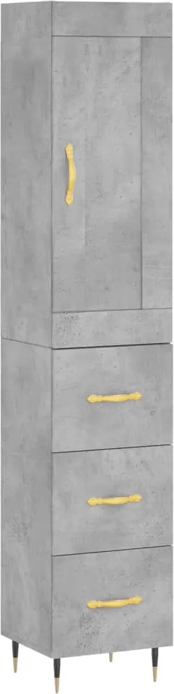 vidaXL betonszürke szerelt fa magasszekrény 34,5x34x180 cm