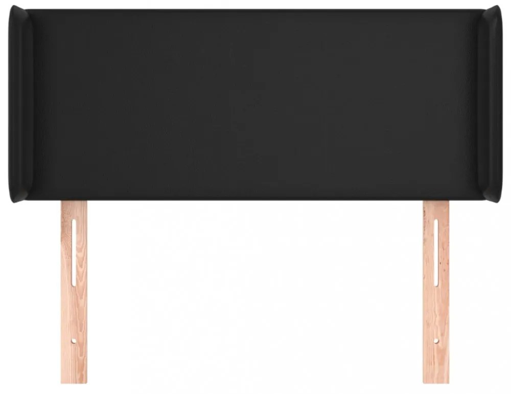 fekete műbőr szárnyas fejtámla 83x16x78/88 cm