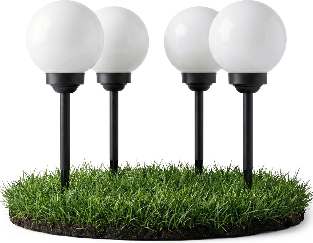 Napelemes Kerti Lámpa Led Gömb Fehér Beszúrható Oszlop 15cm Szürkület érzékelő
