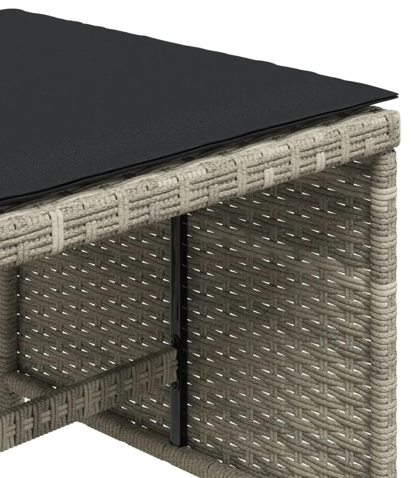 4db világosszürke polyrattan kerti szék párnával 41 x 41 x 36cm