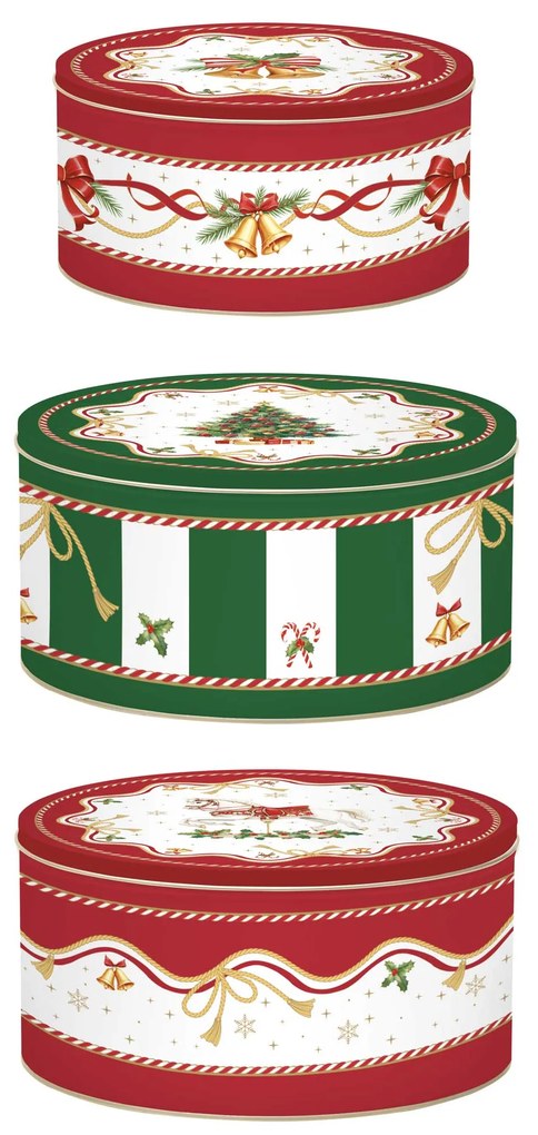 Karácsonyi Fémdoboz 3 db-os szett kerek Christmas Tale