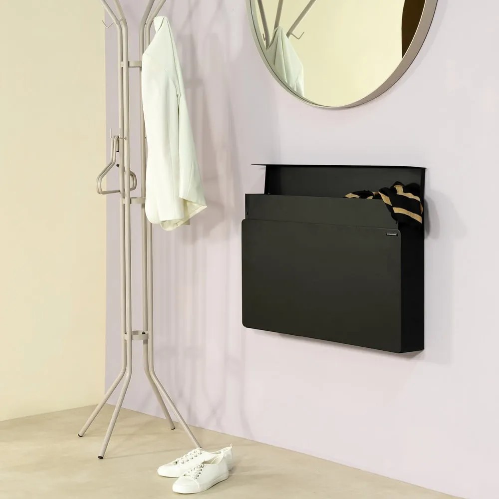 Fekete fém billenő ajtós-függő cipőtartó 78x48x13 cm Luigi – Spinder Design