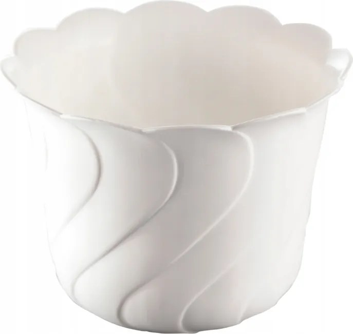 Műanyag kaspó állvány nélkül „Batik” (d=23 cm; 3,5 l) fehér