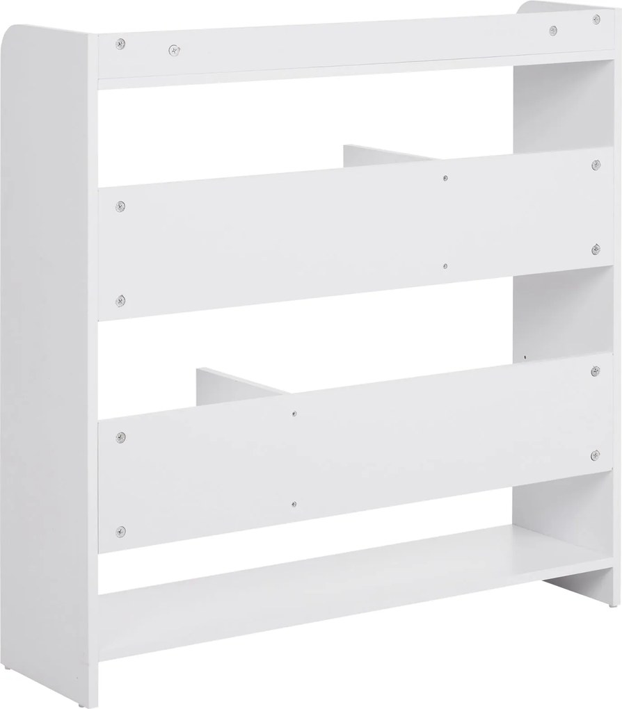 HOMCOM Könyvespolc Tároló Bútor 90L x 24W x 91H cm-es Méretekkel, 4 Szinten, 3 Hátsó Panel, Forgácslap, Fehér | Aosom