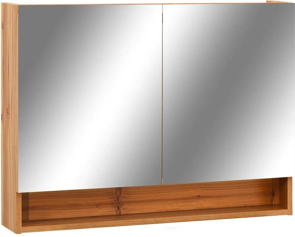 vidaXL tölgyszínű MDF tükrös fürdőszobaszekrény 80 x 15 x 60 cm
