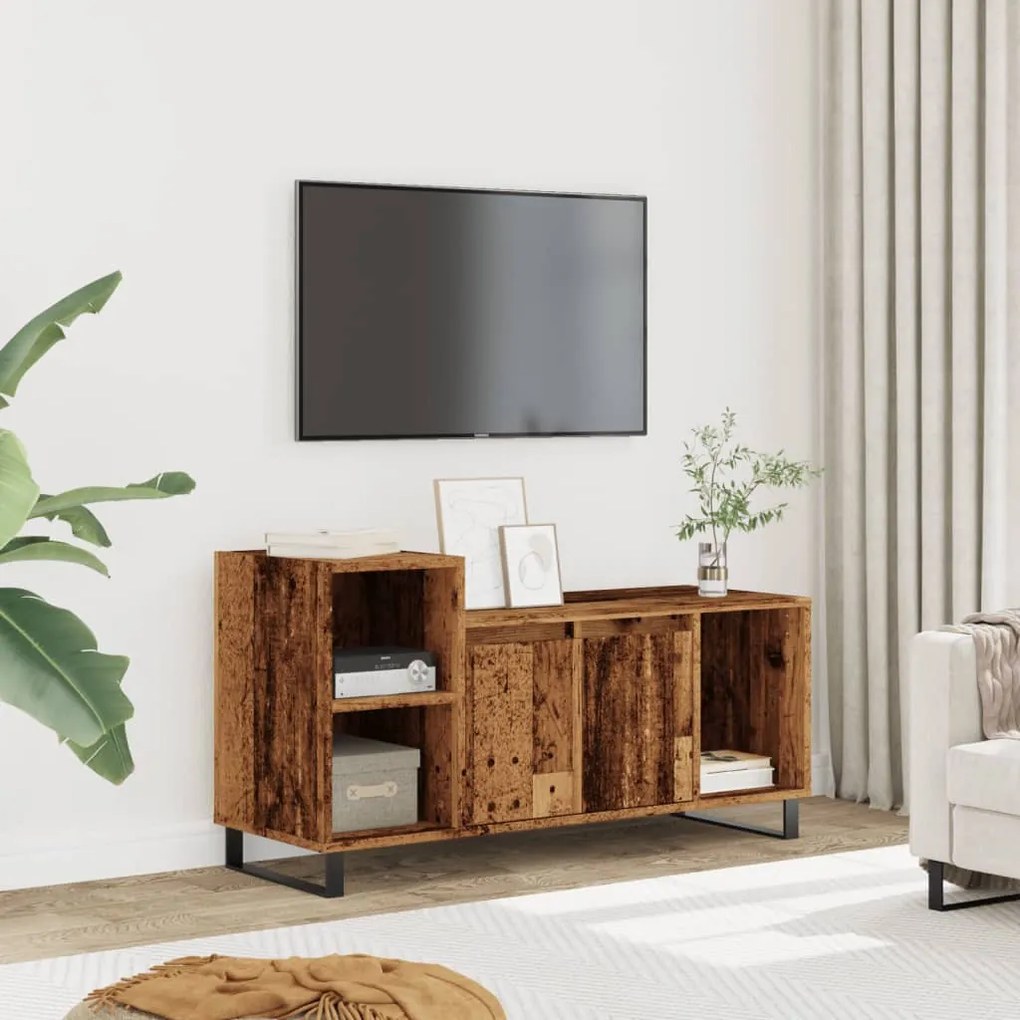 antik fa színű szerelt fa TV-szekrény 100x35x55 cm