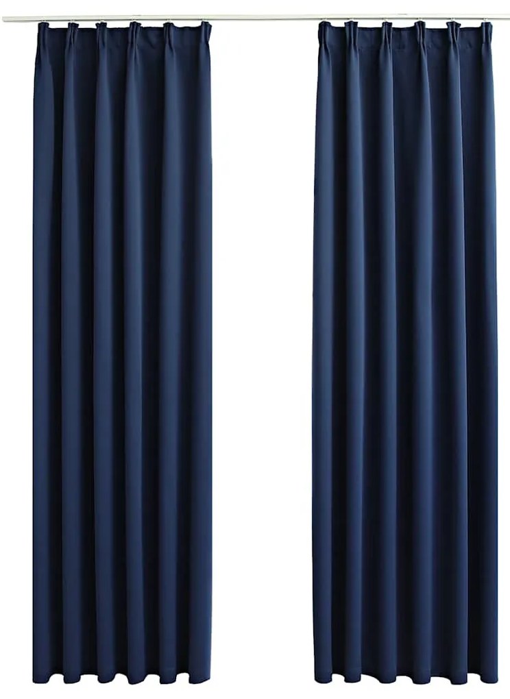 vidaXL 2 db kék sötétítőfüggöny kampókkal 140 x 225 cm