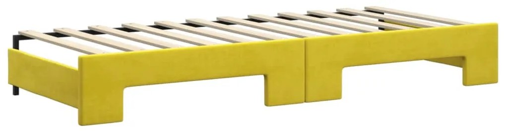 sárga kihúzható bársony heverő matraccal 80 x 200 cm