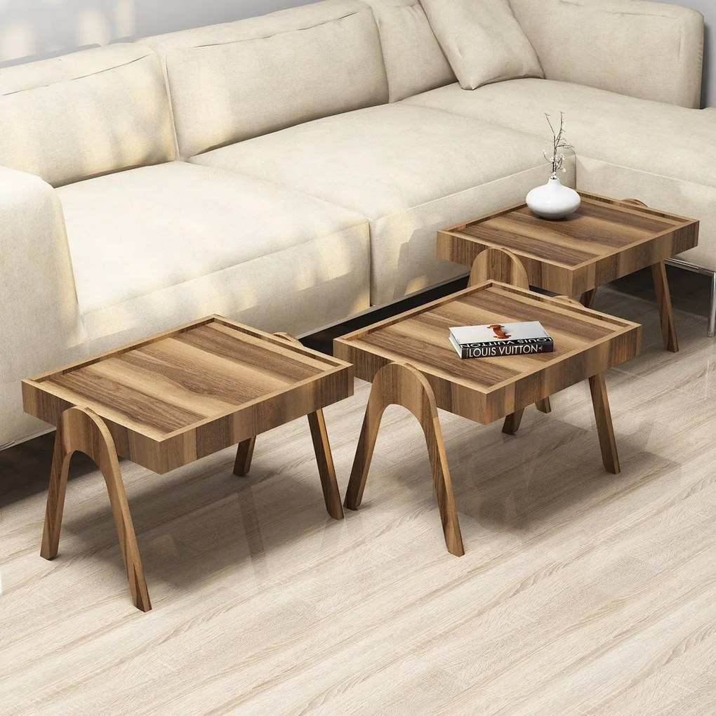 Roma Walnut kisasztal szett, 3 db