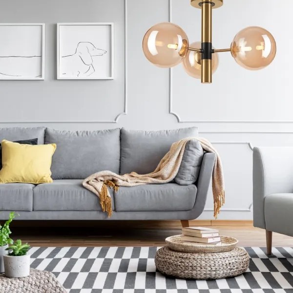 Csillár rúdon ROLLO 3xG9/5W/230V arany/füstös bézs