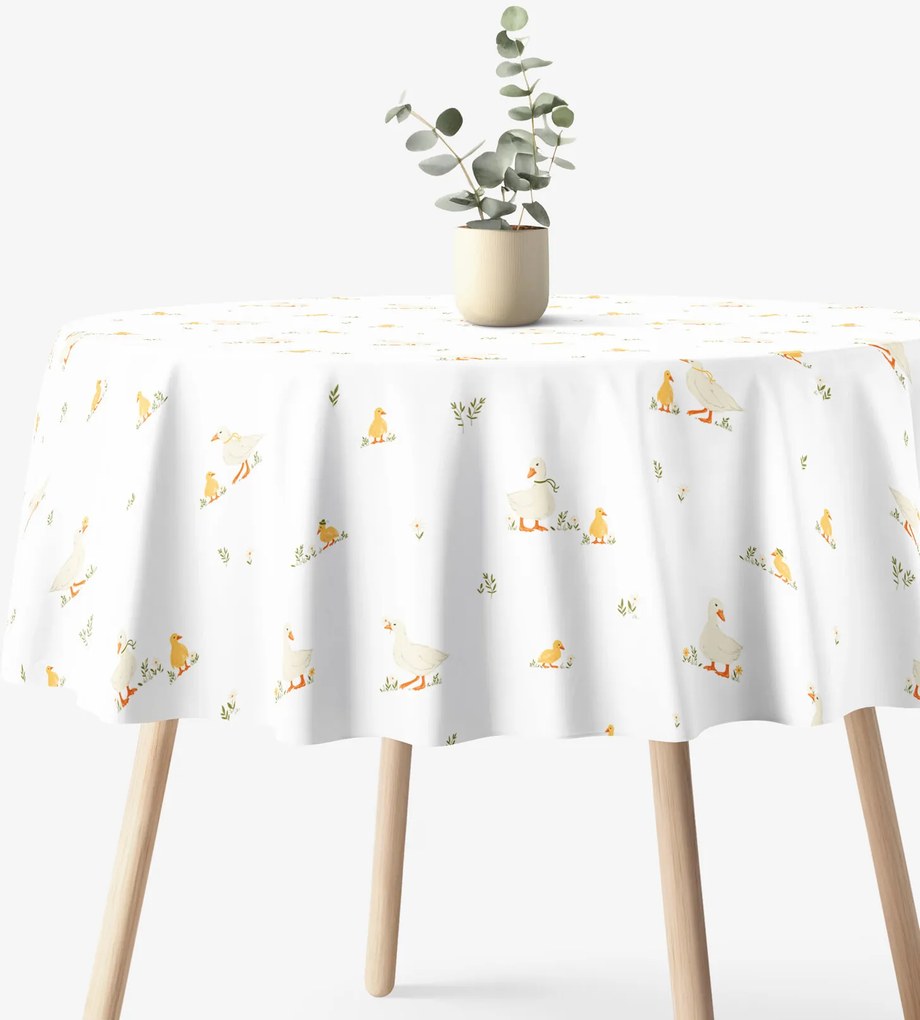 Goldea húsvéti kör alakú pamut terítő - kacsák Ø 110 cm