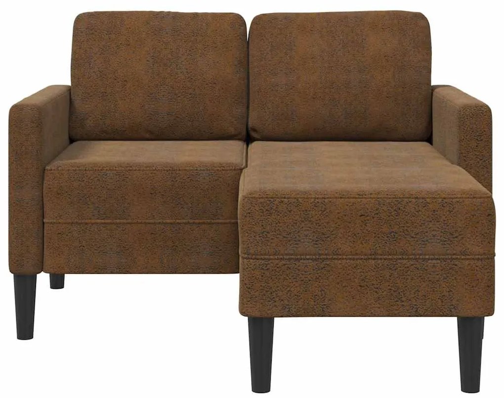 barna műbőr 2 üléses kanapé L-alakú kanapéval 125 cm