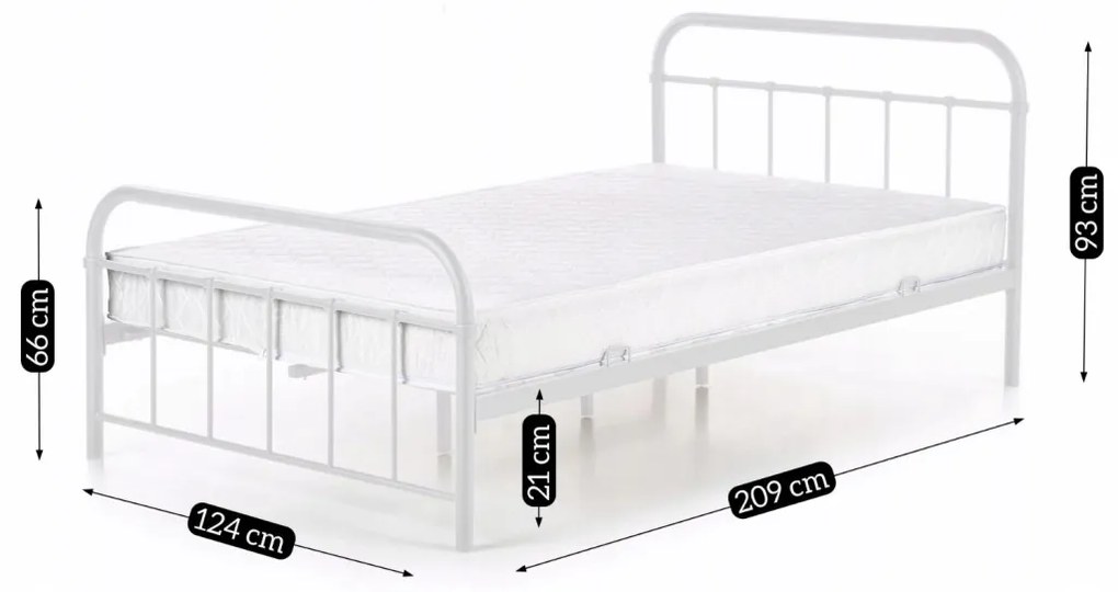 Fehér Fém Ágykeret 120x200 cm PABLO