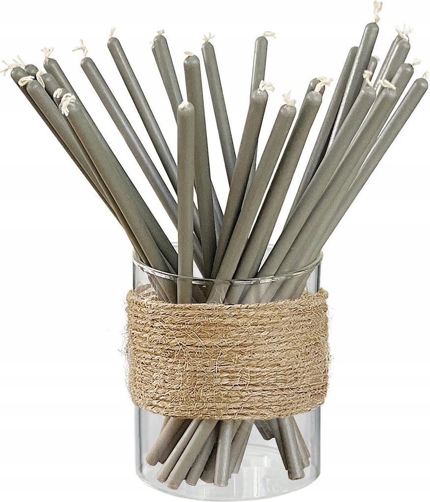 Szürke gyertyák 50% viasz rituális dekoratív gyertyák 20cm 20db